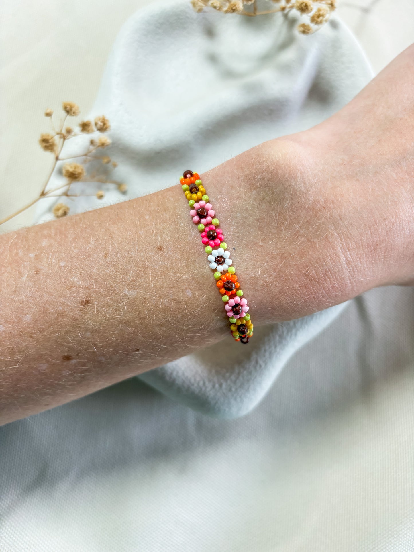 Colourful Beaded Flower Bracelet