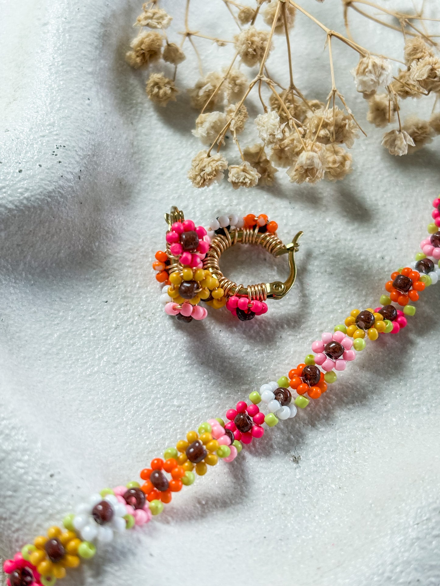 Colourful Beaded Flower Bracelet