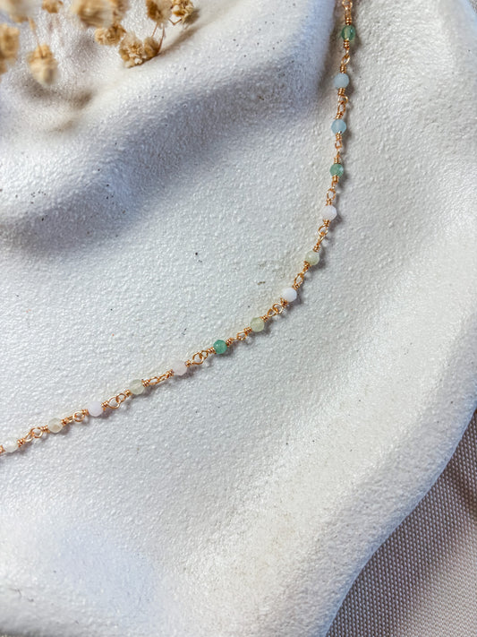 Gemstone Wire Wrapped Necklace | 18k Gold Plated