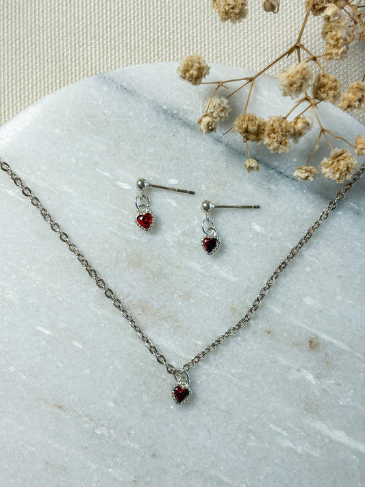 Red Heart Mini Earrings | Sterling Silver