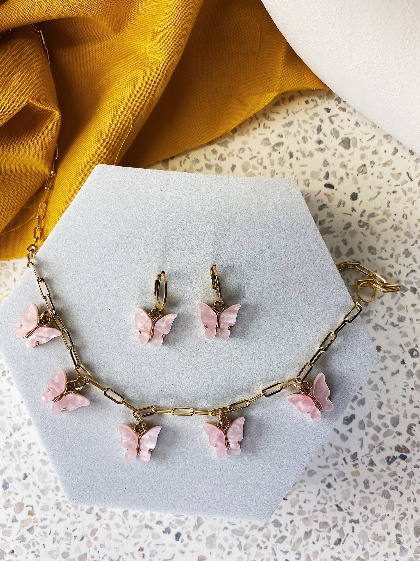 Acrylic Butterfly 18k Gold Huggies