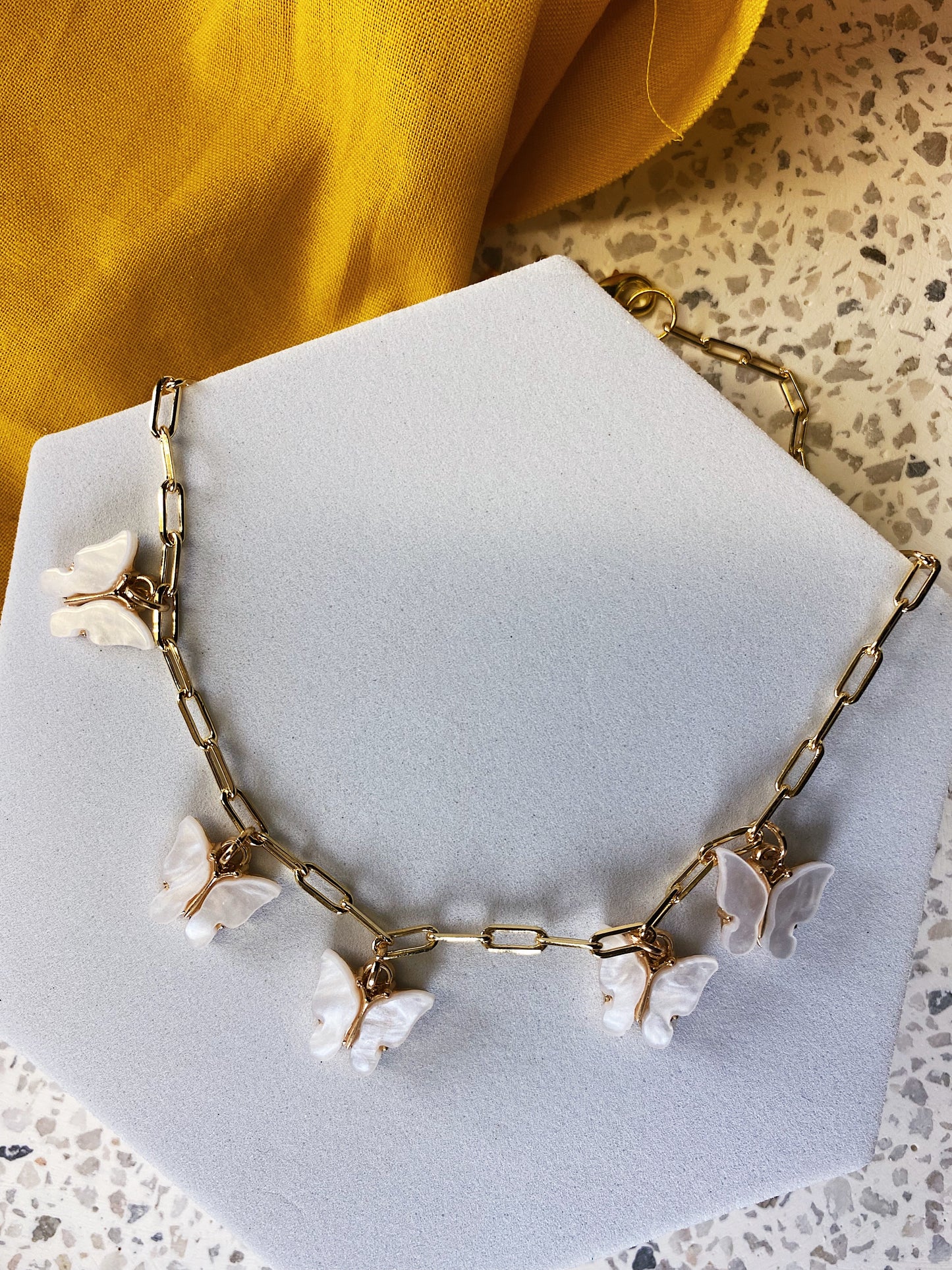 Acrylic Large 18k Gold Chain Butterfly Necklace