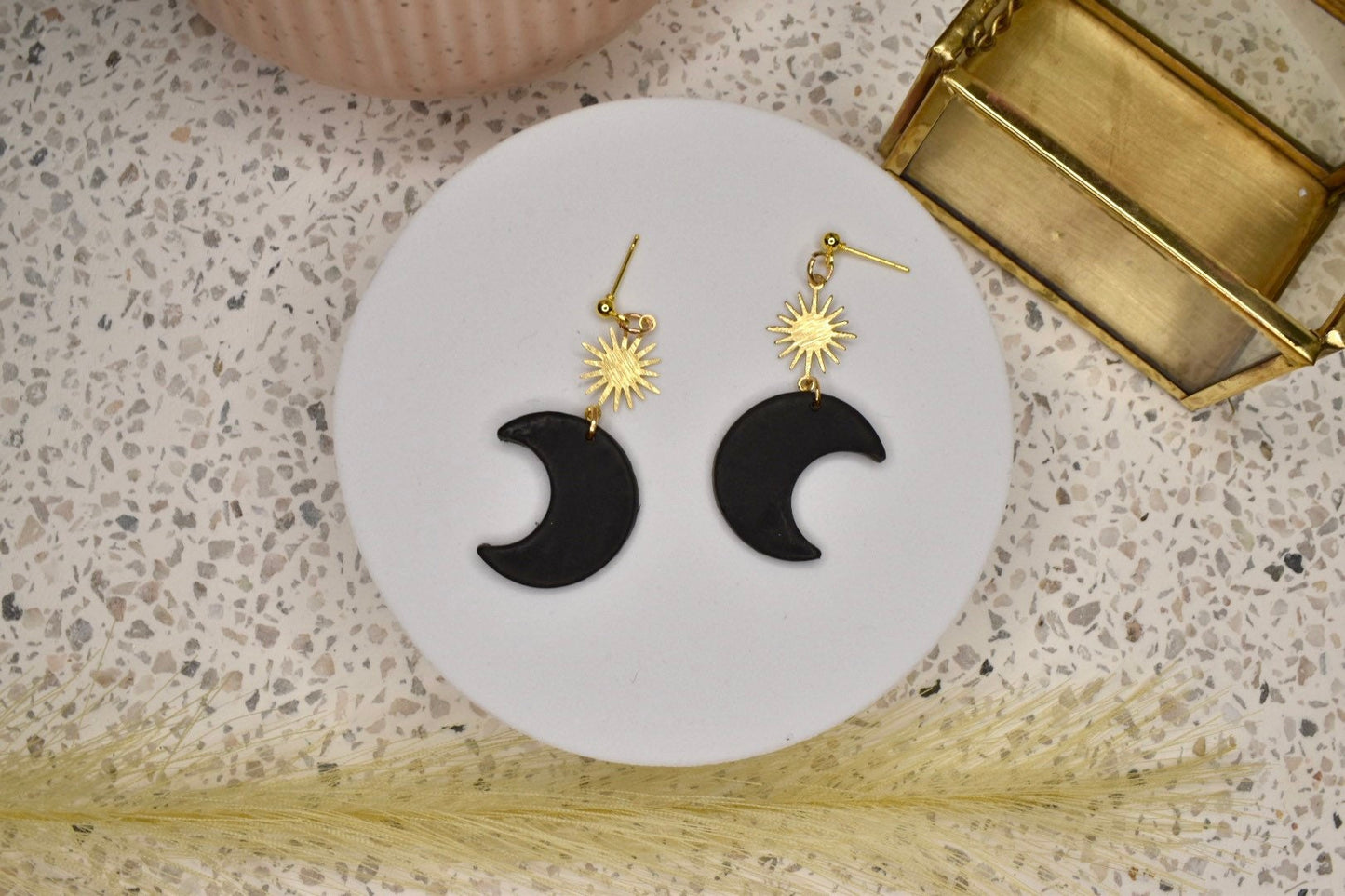Black Sun and Moon Dangles