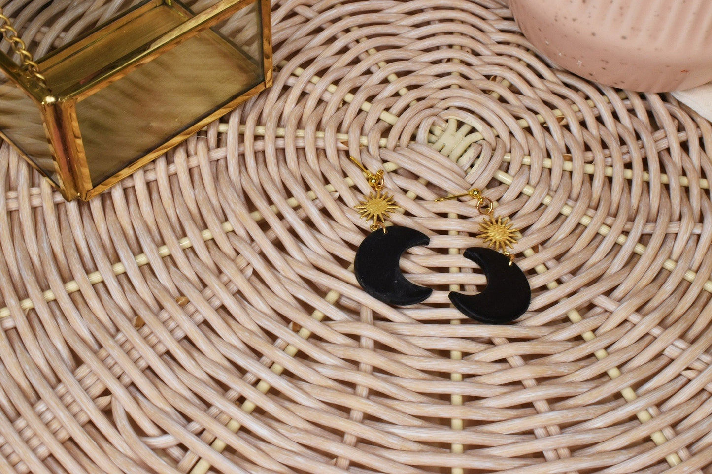 Black Sun and Moon Dangles