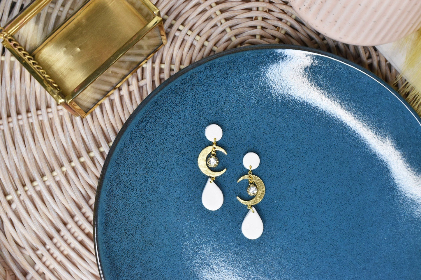 Cubic Zirconia Moon Tear Drop Dangles