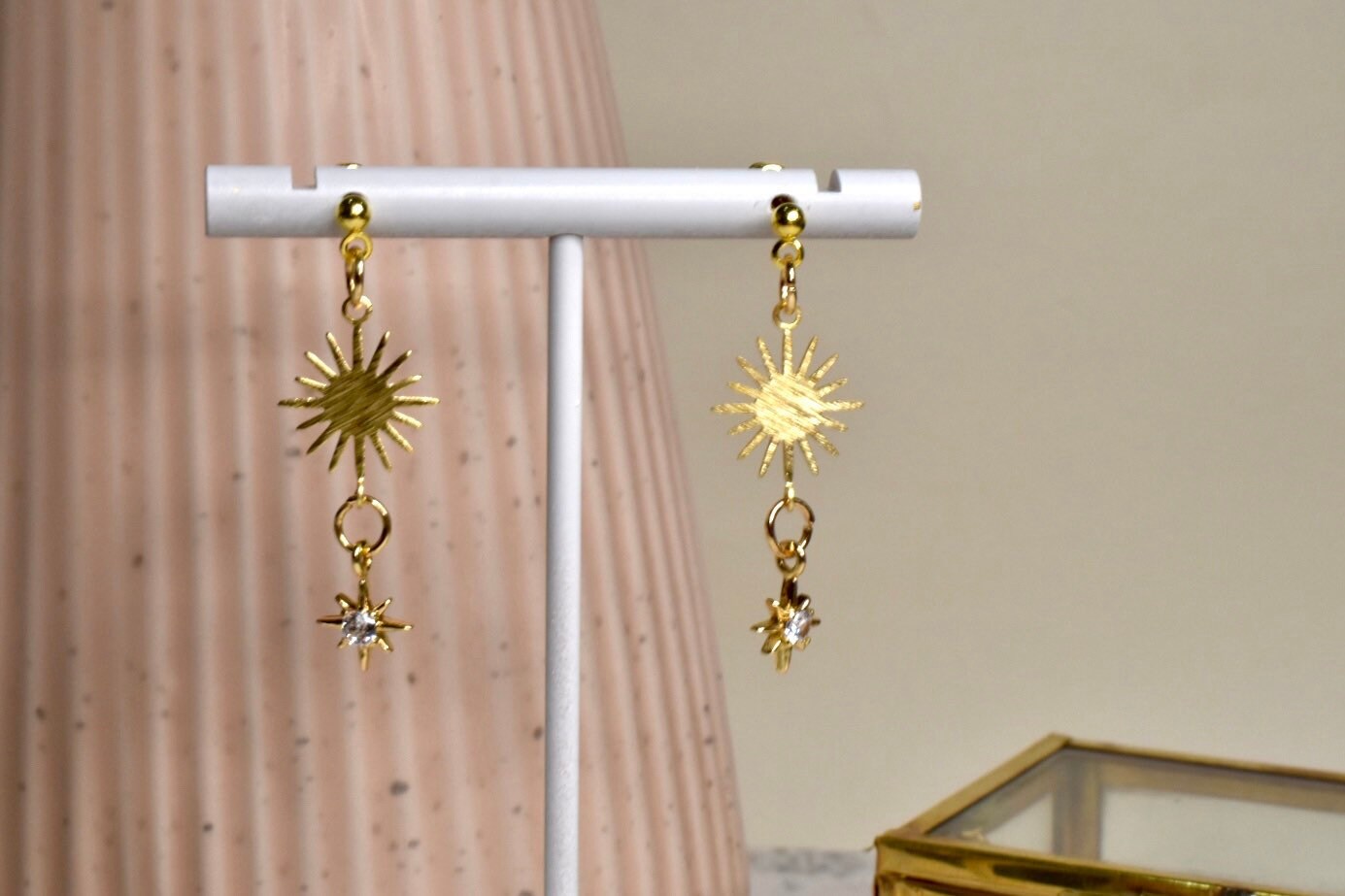 Sun and Star 18k Gold Plated Dangles