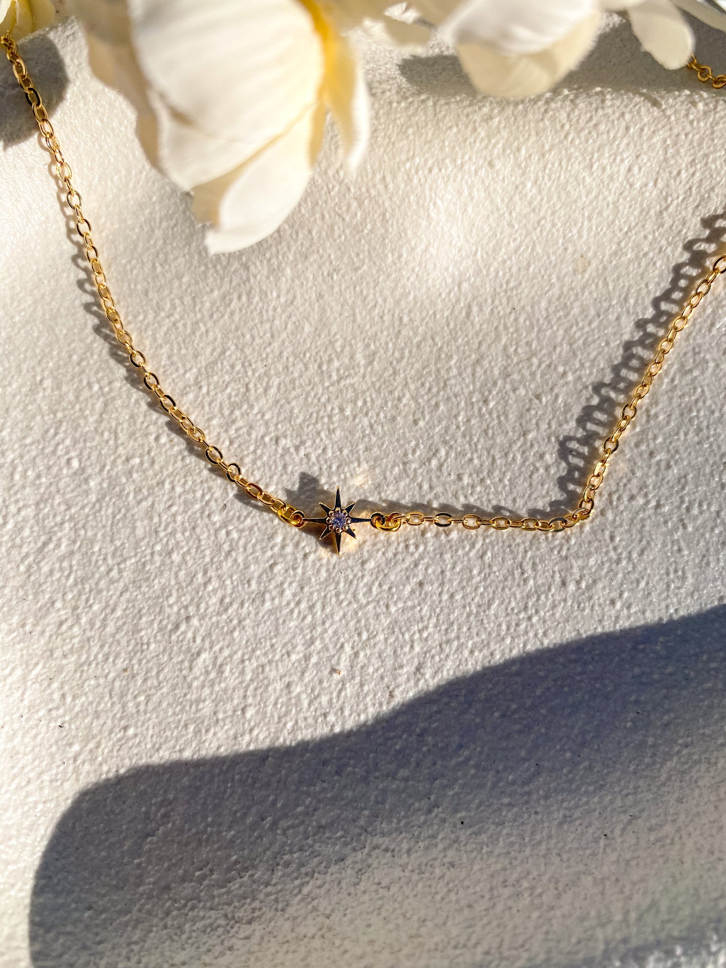 Dainty Star 18k Gold Plated Necklace with Cubic Zironia