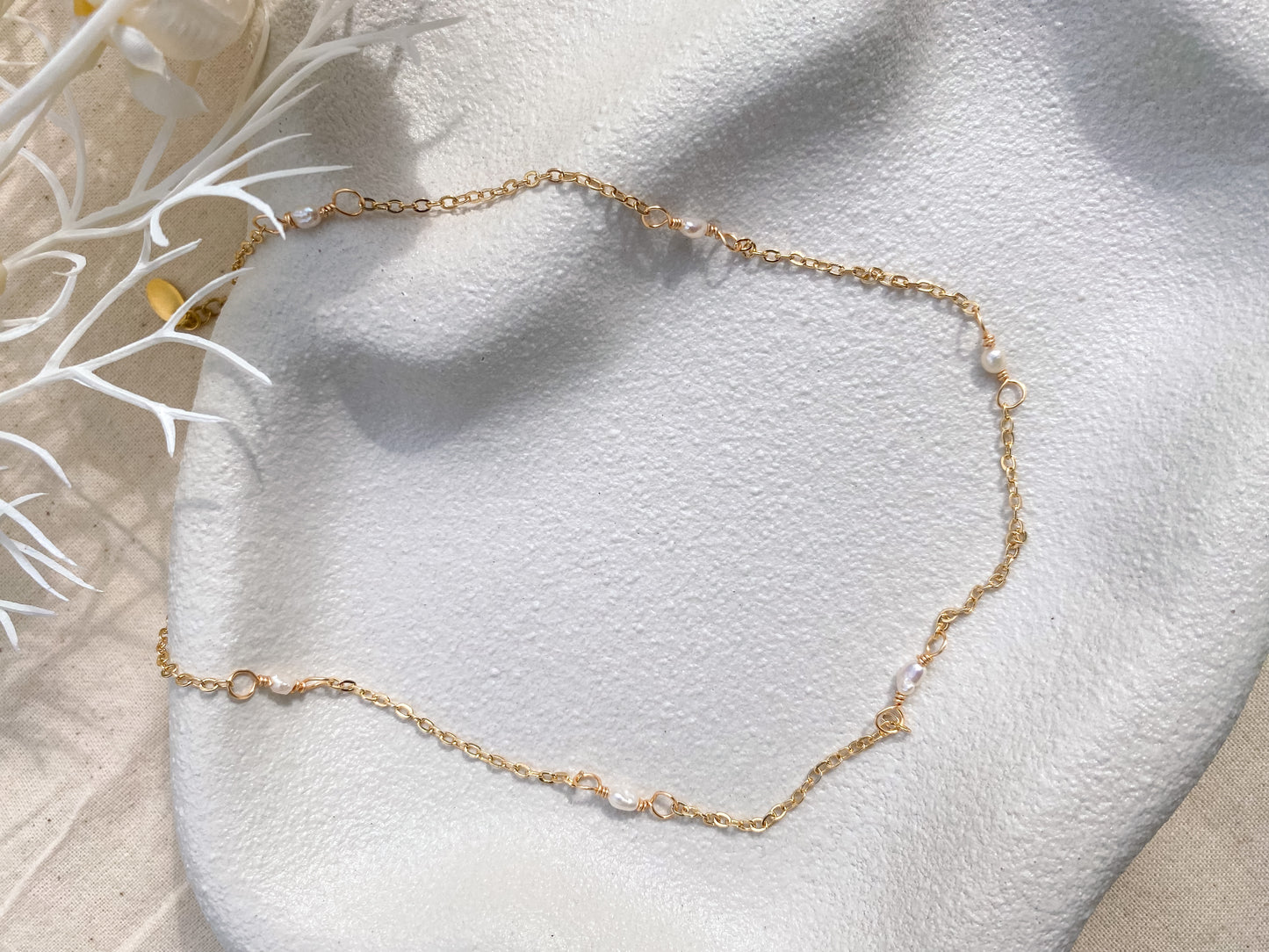 Tiny Freshwater Pearl Chain Necklace