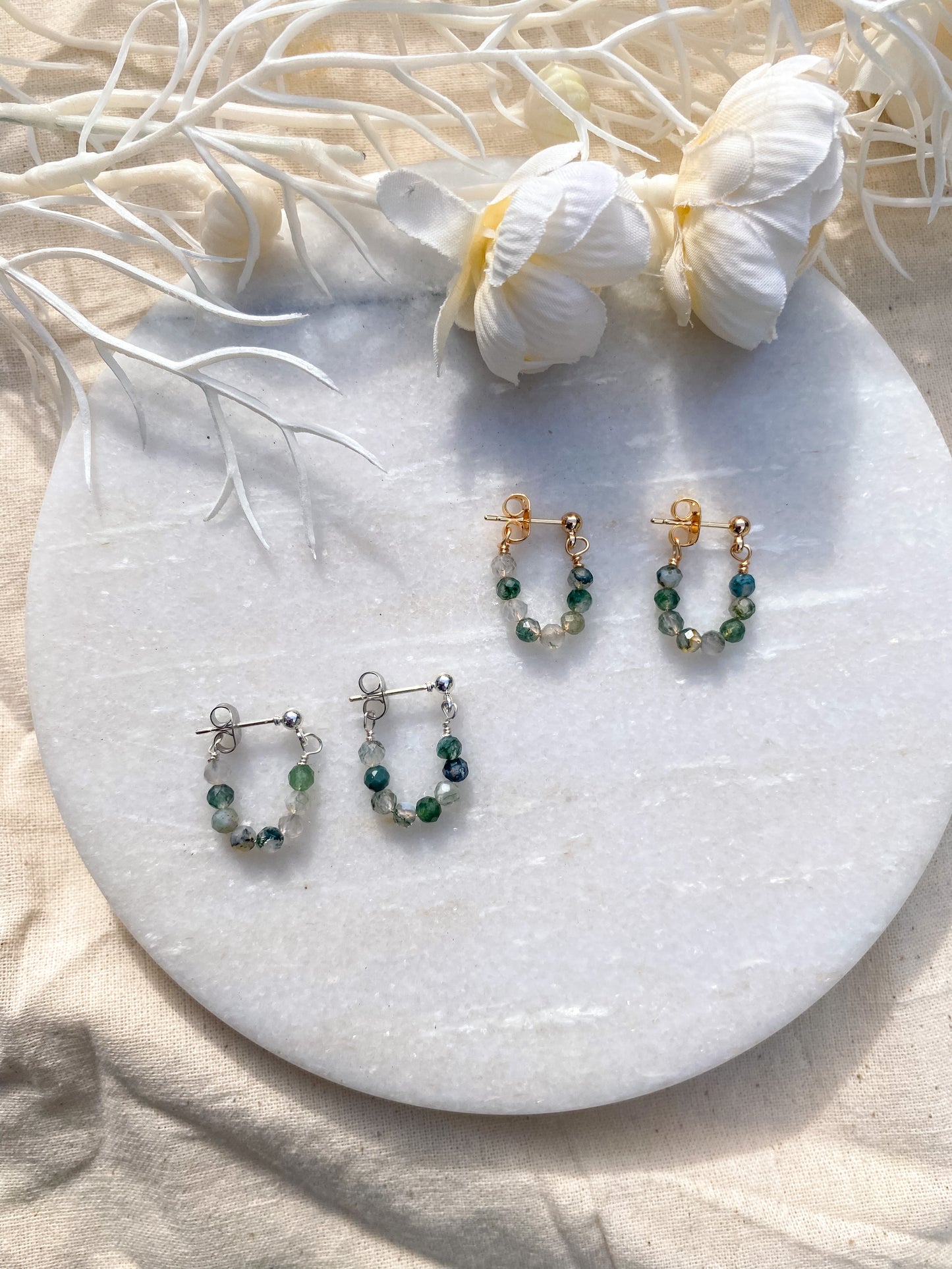 Moss Agate Loopy Earrings