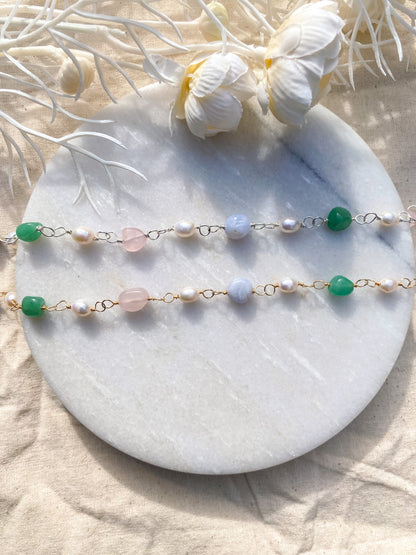 Mix of Stones and Pearl Necklace