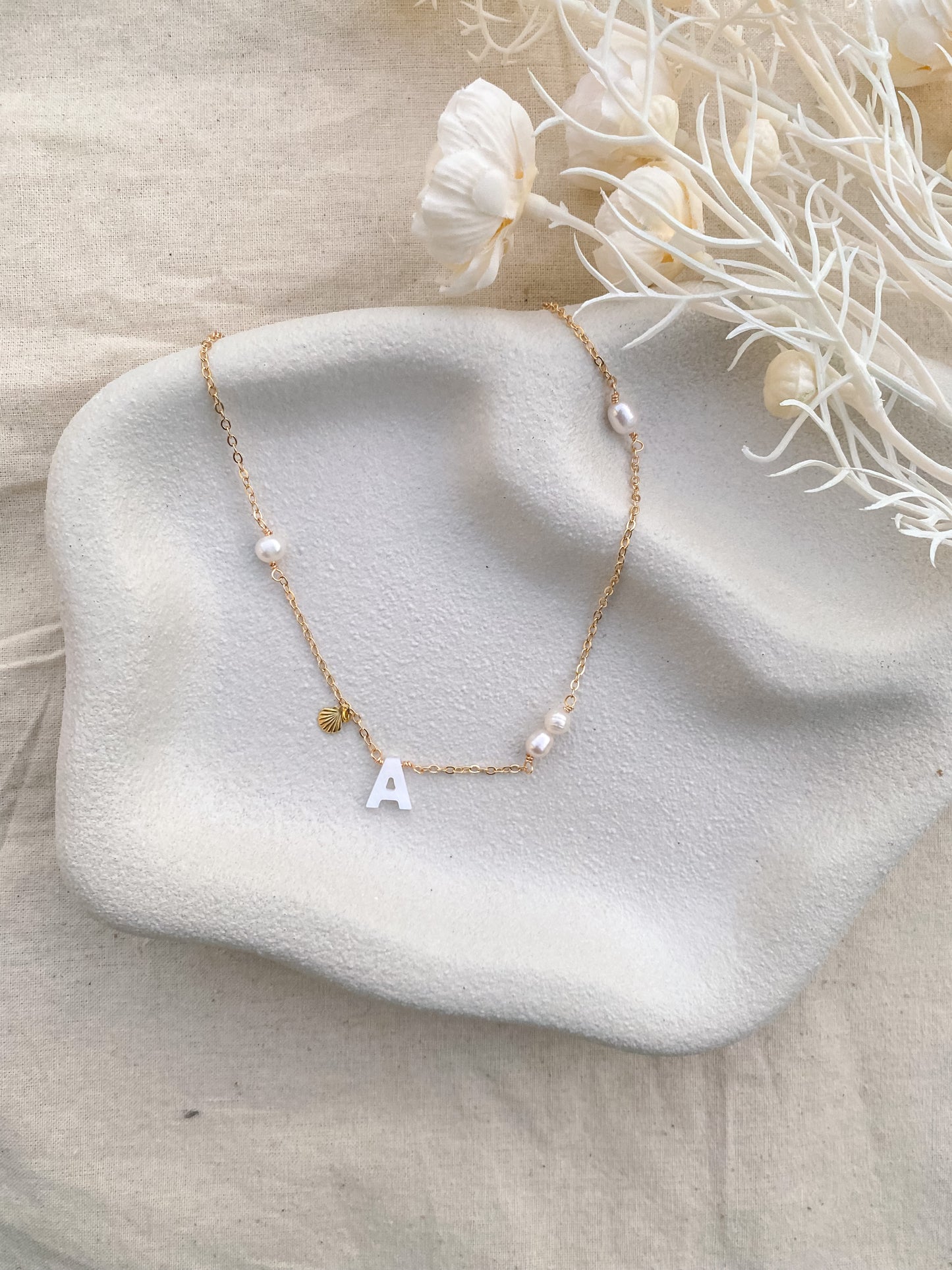 Pearl Initial Necklaces | 18k Gold