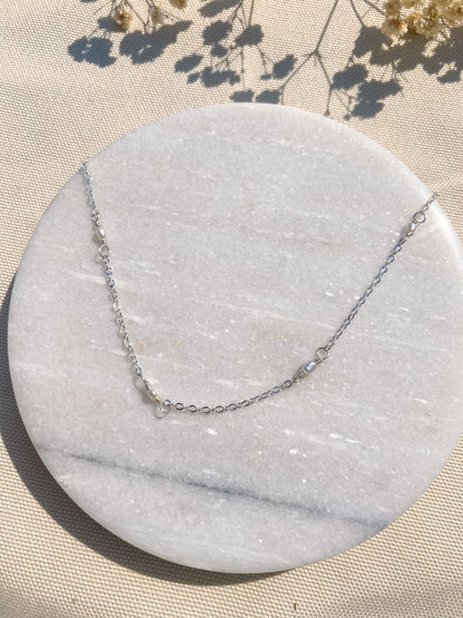 Tiny Pearl Necklace | Sterling Silver