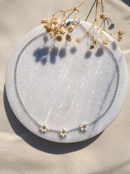 Beaded Daisy Necklace | Sterling Silver