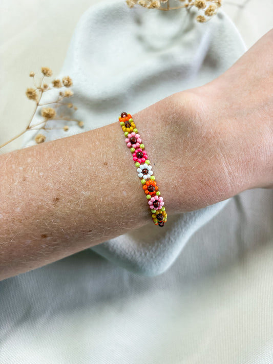 Colourful Beaded Flower Bracelet