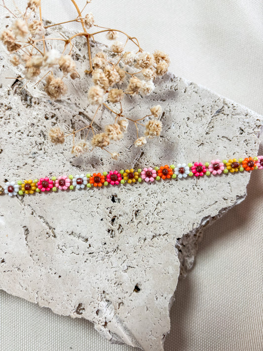 Colourful Beaded Flower Bracelet