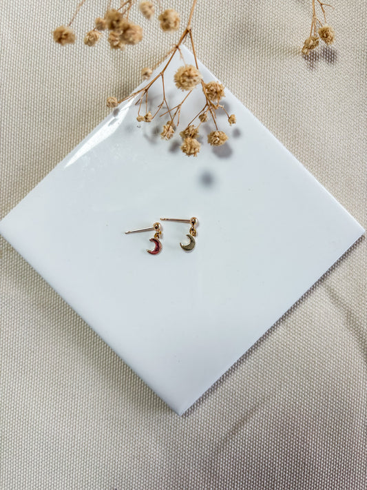 18k Gold Moon Mini Dangles