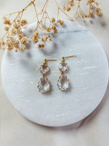 Chunky Cubic Zirconia Tear Drop Dangles