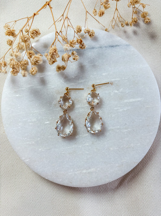 Chunky Cubic Zirconia Tear Drop Dangles