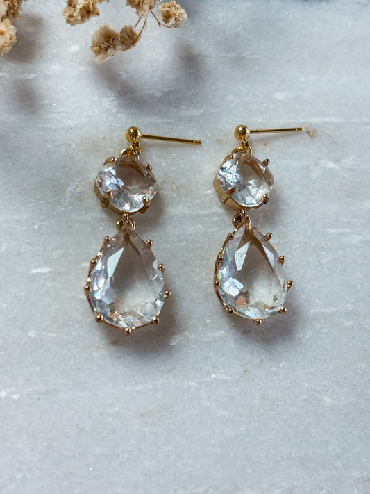 Chunky Cubic Zirconia Tear Drop Dangles
