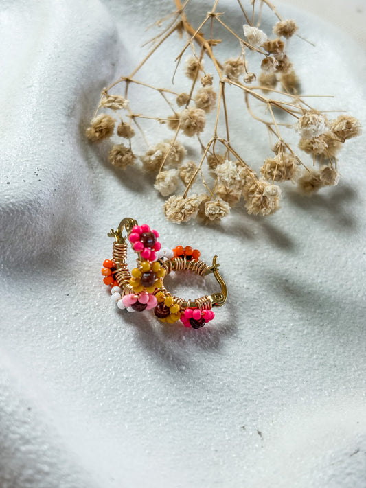 Colourful Beaded Flower Hoops