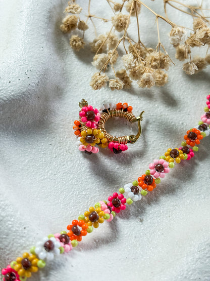 Colourful Beaded Flower Bracelet