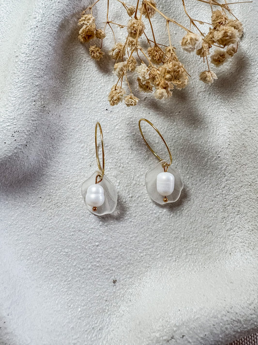 Pearl Shell Hoops | 18k Gold