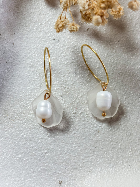 Pearl Shell Hoops | 18k Gold