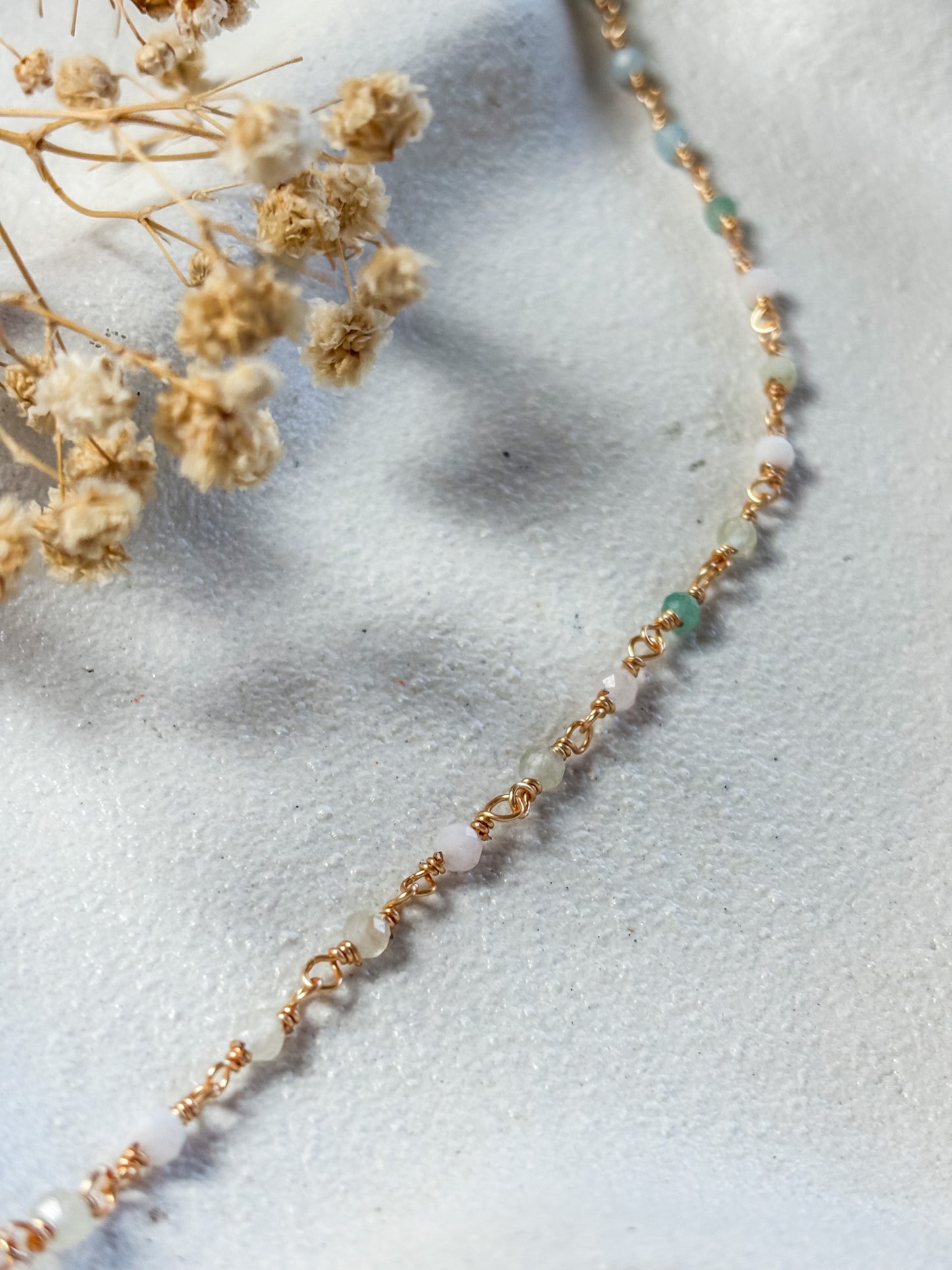 Gemstone Wire Wrapped Necklace | 18k Gold Plated