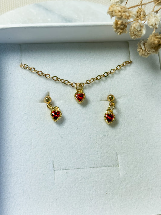 Red Heart Mini Necklace | 18k Gold
