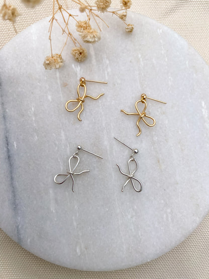 Silver Wire Bow Earrings