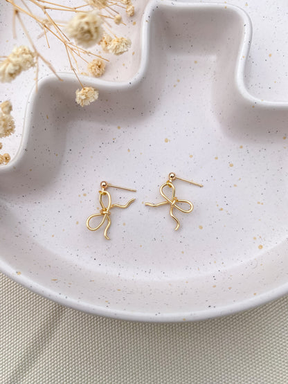 Gold Wire Bow Earrings