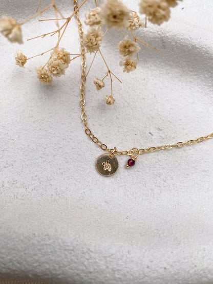 Stamped Birth Flower Necklace | Gold Filled