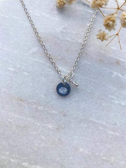 Stamped Birth Flower Necklace | Sterling Silver