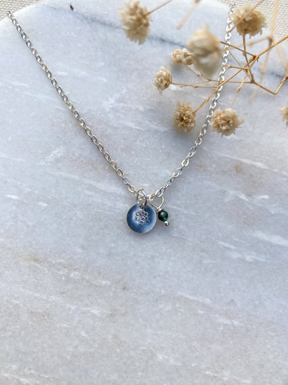 Stamped Birth Flower Necklace | Sterling Silver