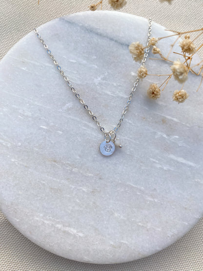 Stamped Birth Flower Necklace | Sterling Silver