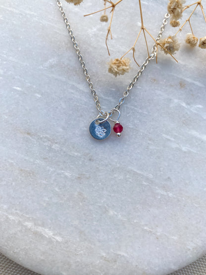 Stamped Birth Flower Necklace | Sterling Silver