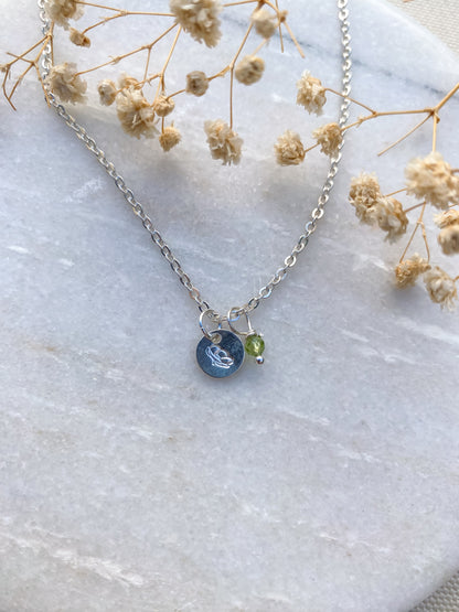 Stamped Birth Flower Necklace | Sterling Silver