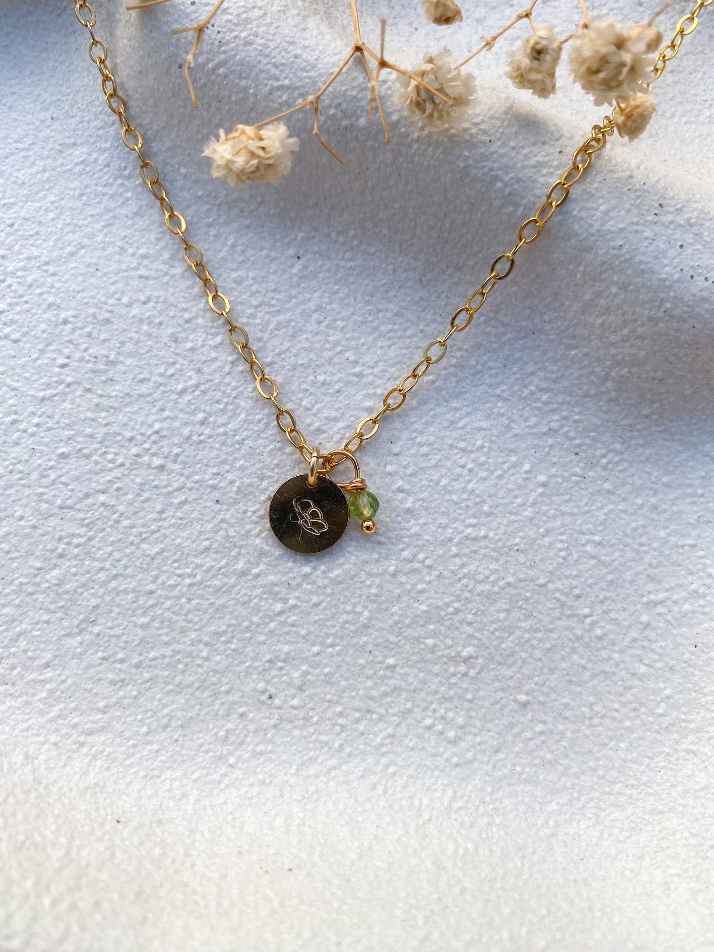 Stamped Birth Flower Necklace | Gold Filled