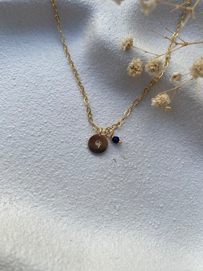 Stamped Birth Flower Necklace | Gold Filled