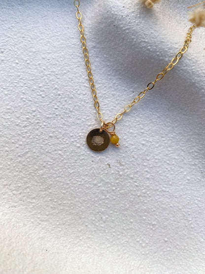 Stamped Birth Flower Necklace | Gold Filled