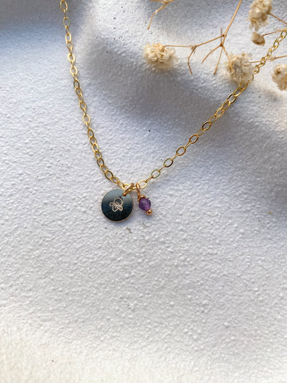 Stamped Birth Flower Necklace | Gold Filled