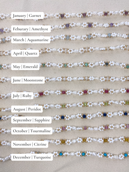 Beaded Flower Birthstone Bracelets