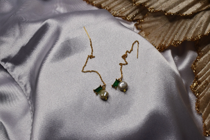 Green Cubic Zirconia Threaders with Pearl