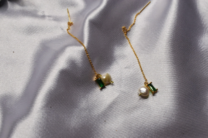 Green Cubic Zirconia Threaders with Pearl