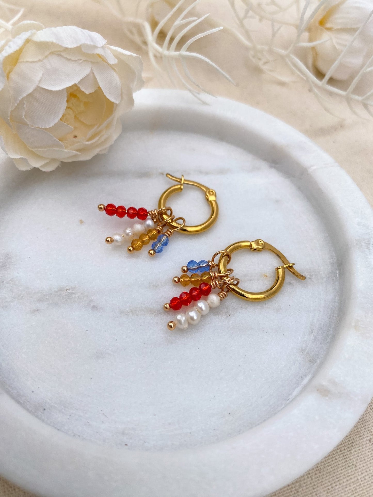 Snow White Hoop Earrings