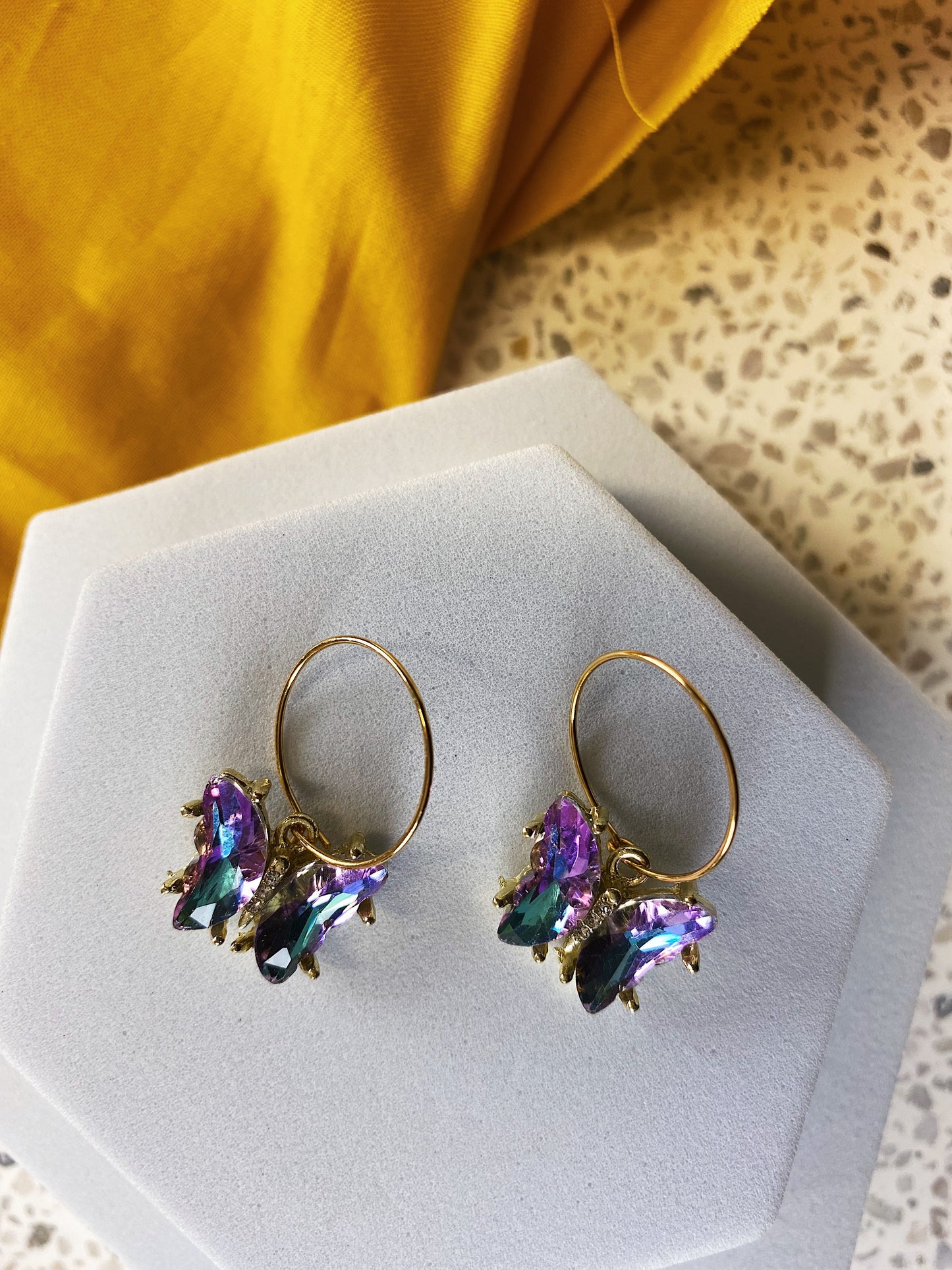 Glass Butterfly Hoops