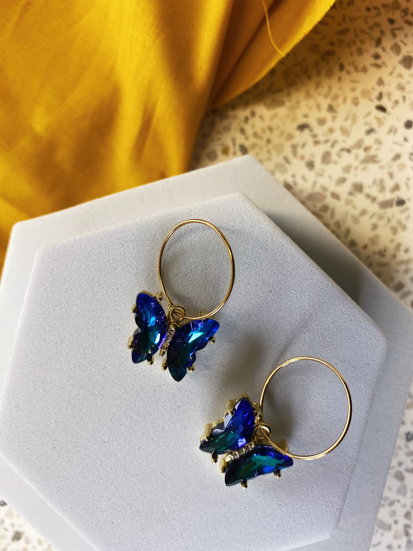 Glass Butterfly Hoops