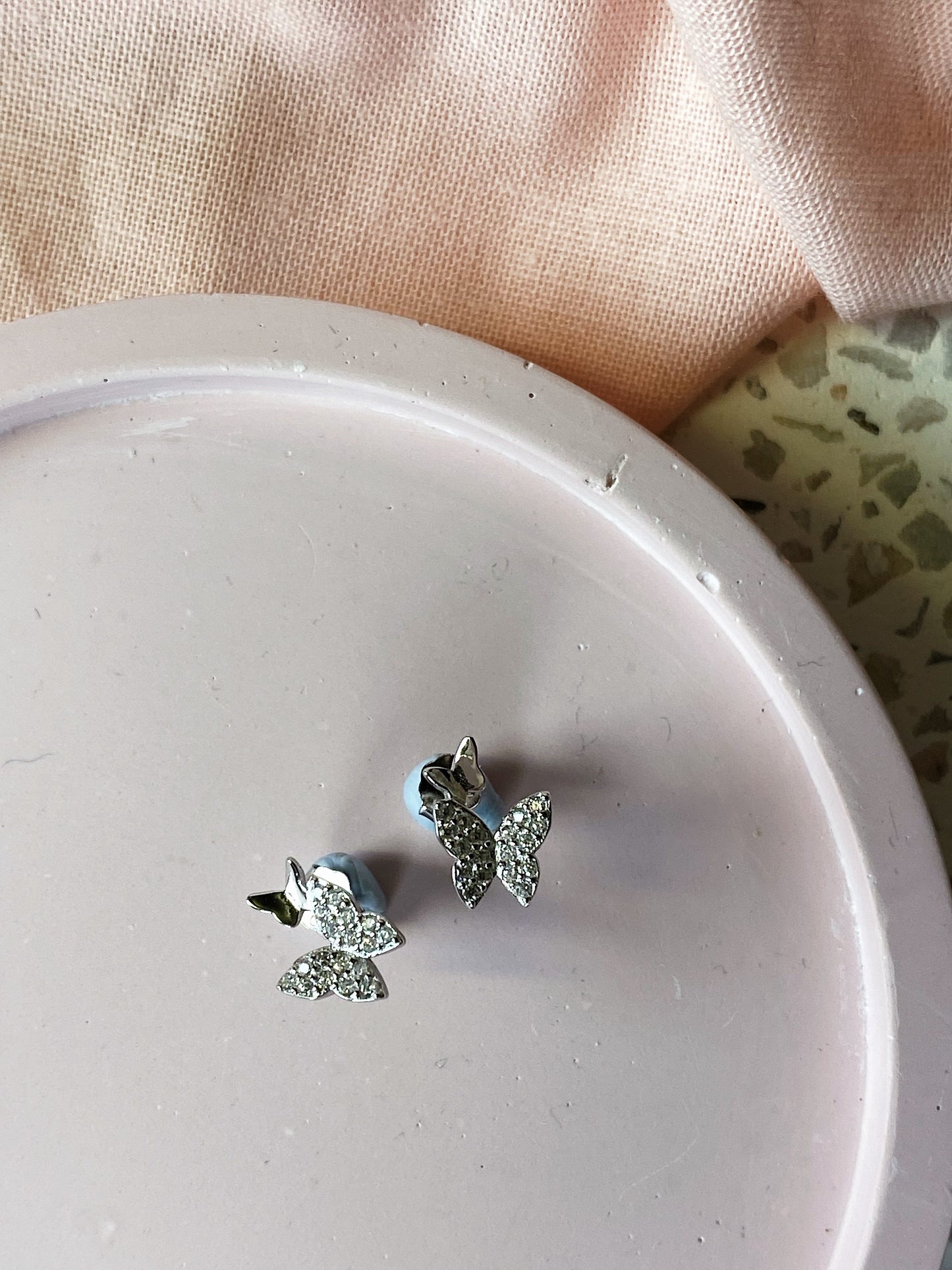 Sterling Silver 925 and Gold Butterfly Studs