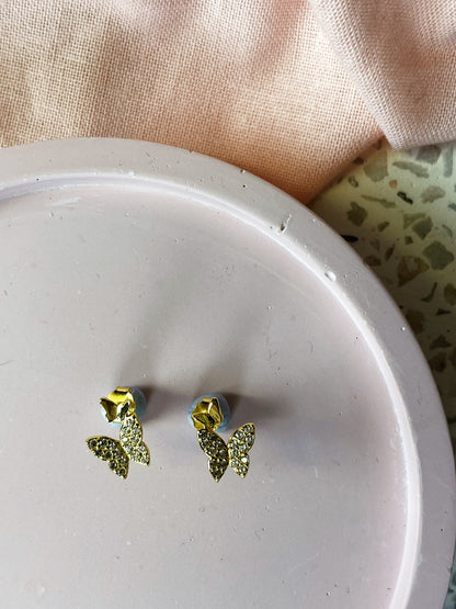 Sterling Silver 925 and Gold Butterfly Studs