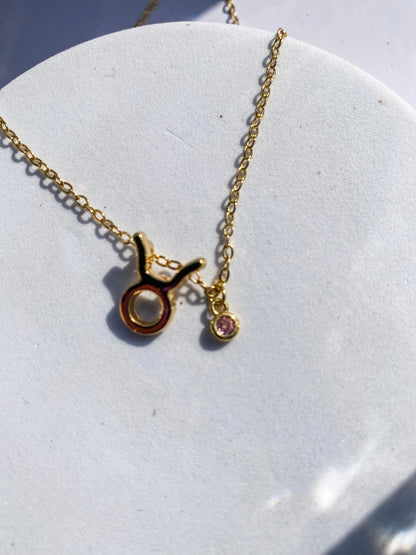 18k Gold Zodiac Symbol With Charm Necklace